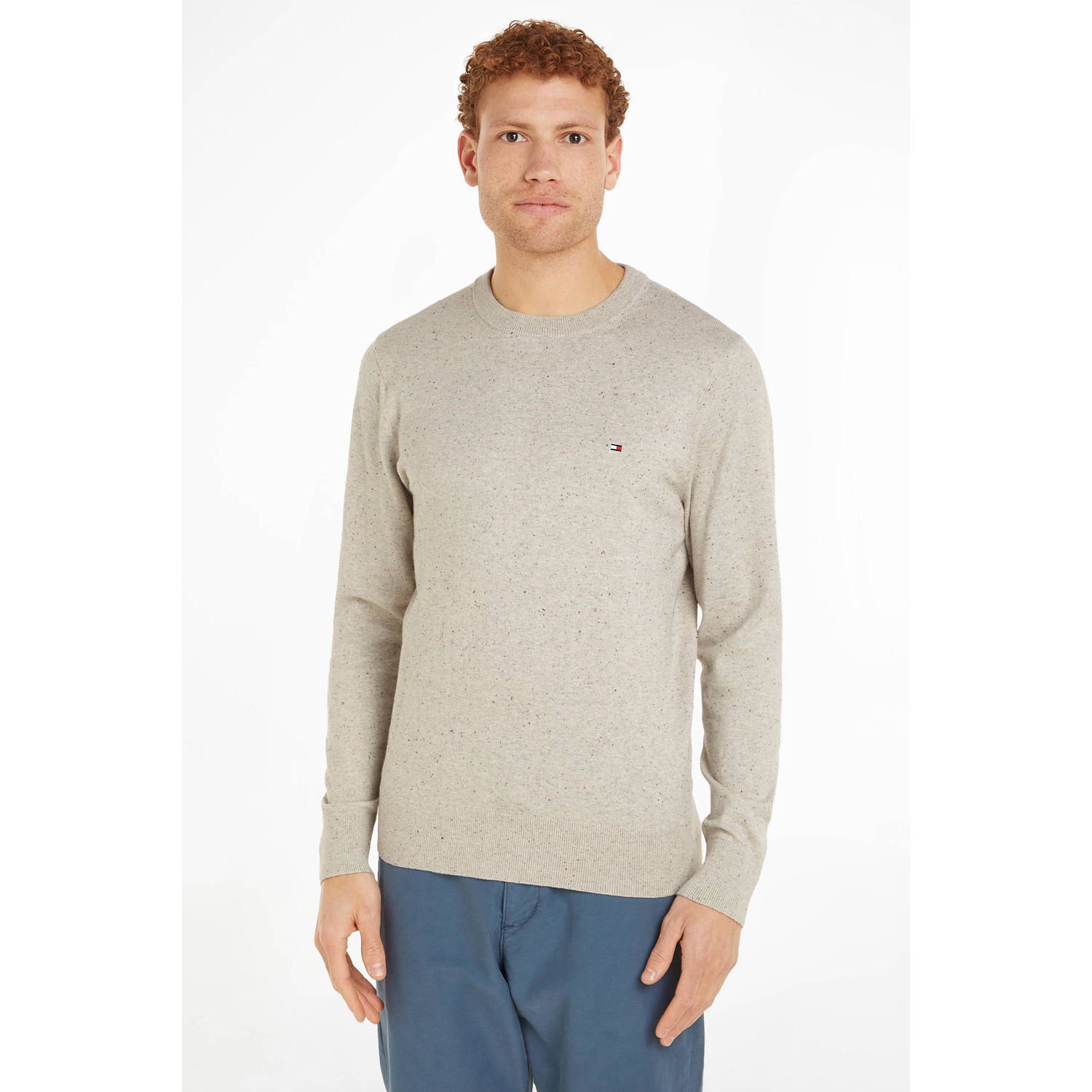 Tommy Hilfiger trui van kasjmier Donegal Light Grey Heather