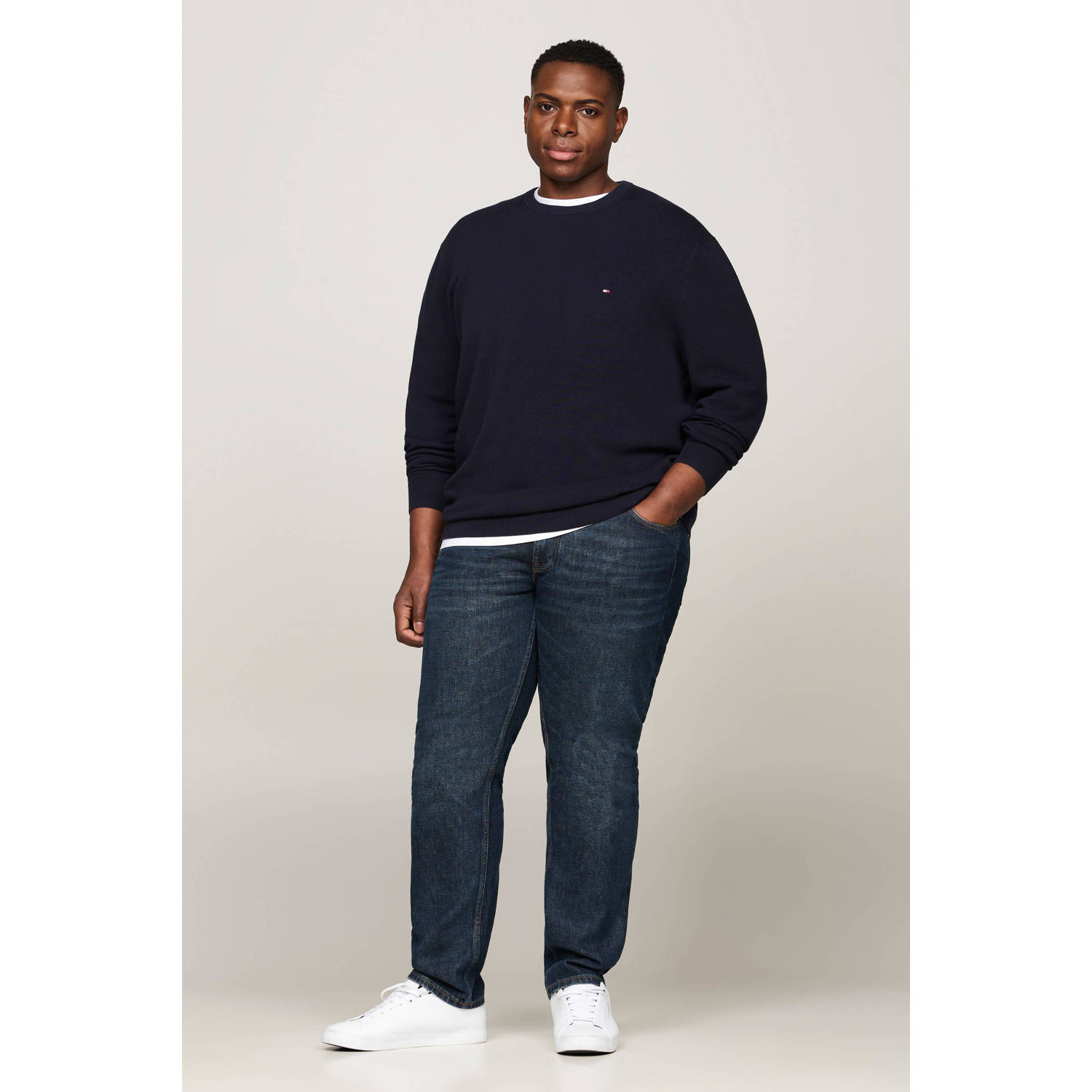 Tommy Hilfiger Big & Tall gebreide trui donkerblauw