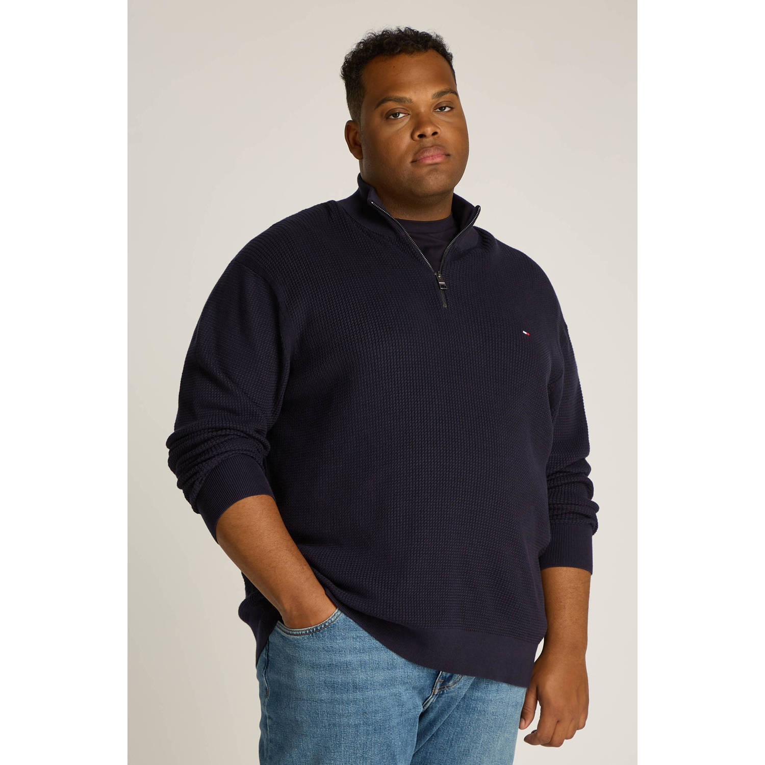 Tommy Hilfiger Big & Tall gebreide trui donkerblauw