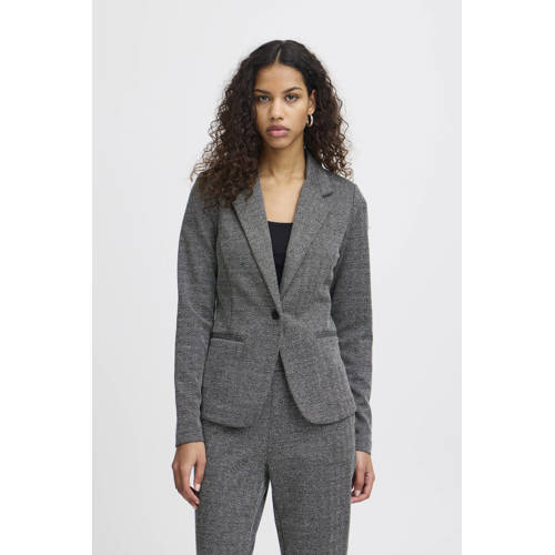 ICHI getailleerde blazer IHKATE JACQUARD grijs afbeelding
