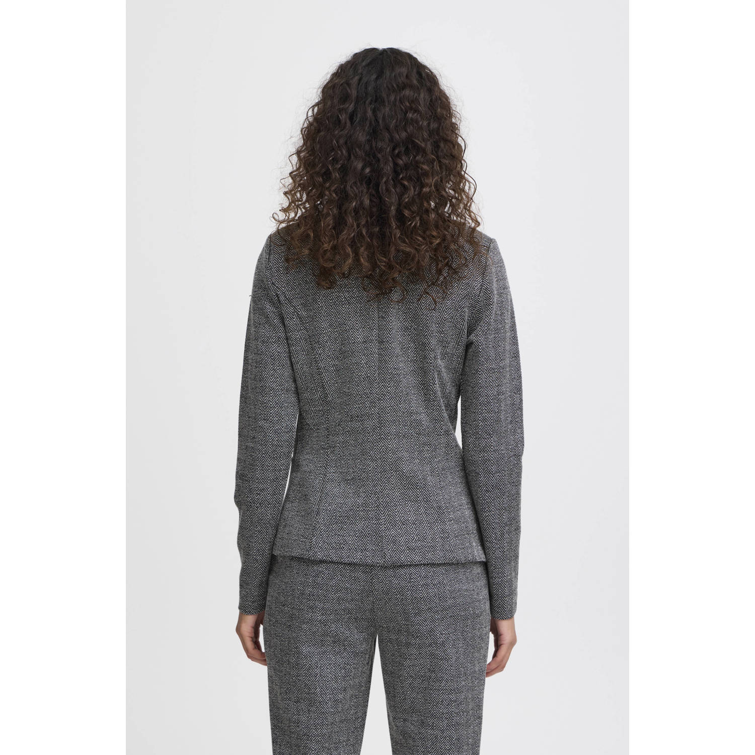 ICHI getailleerde blazer IHKATE JACQUARD grijs