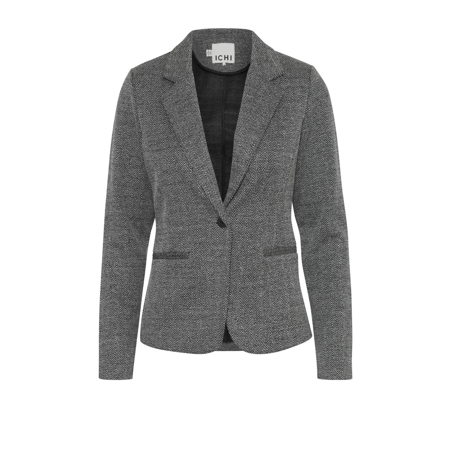 ICHI getailleerde blazer IHKATE JACQUARD grijs
