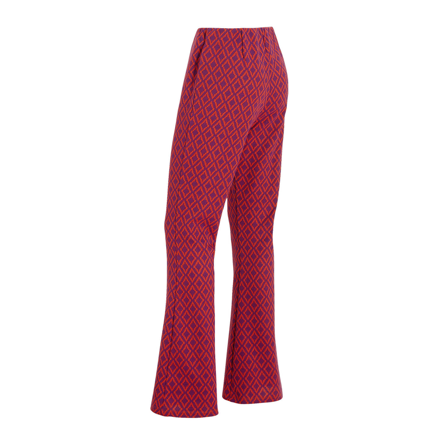 ICHI high waist flared broek IHPRIYA met all over print roze paars