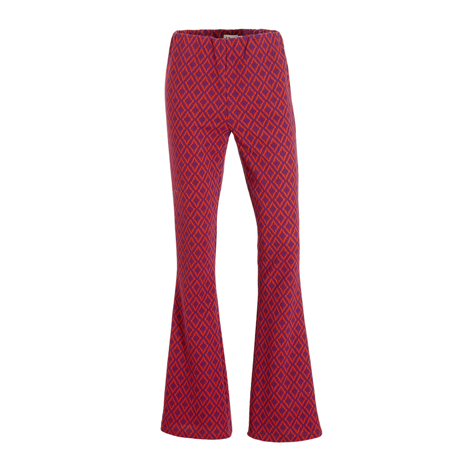 ICHI high waist flared broek IHPRIYA met all over print roze paars