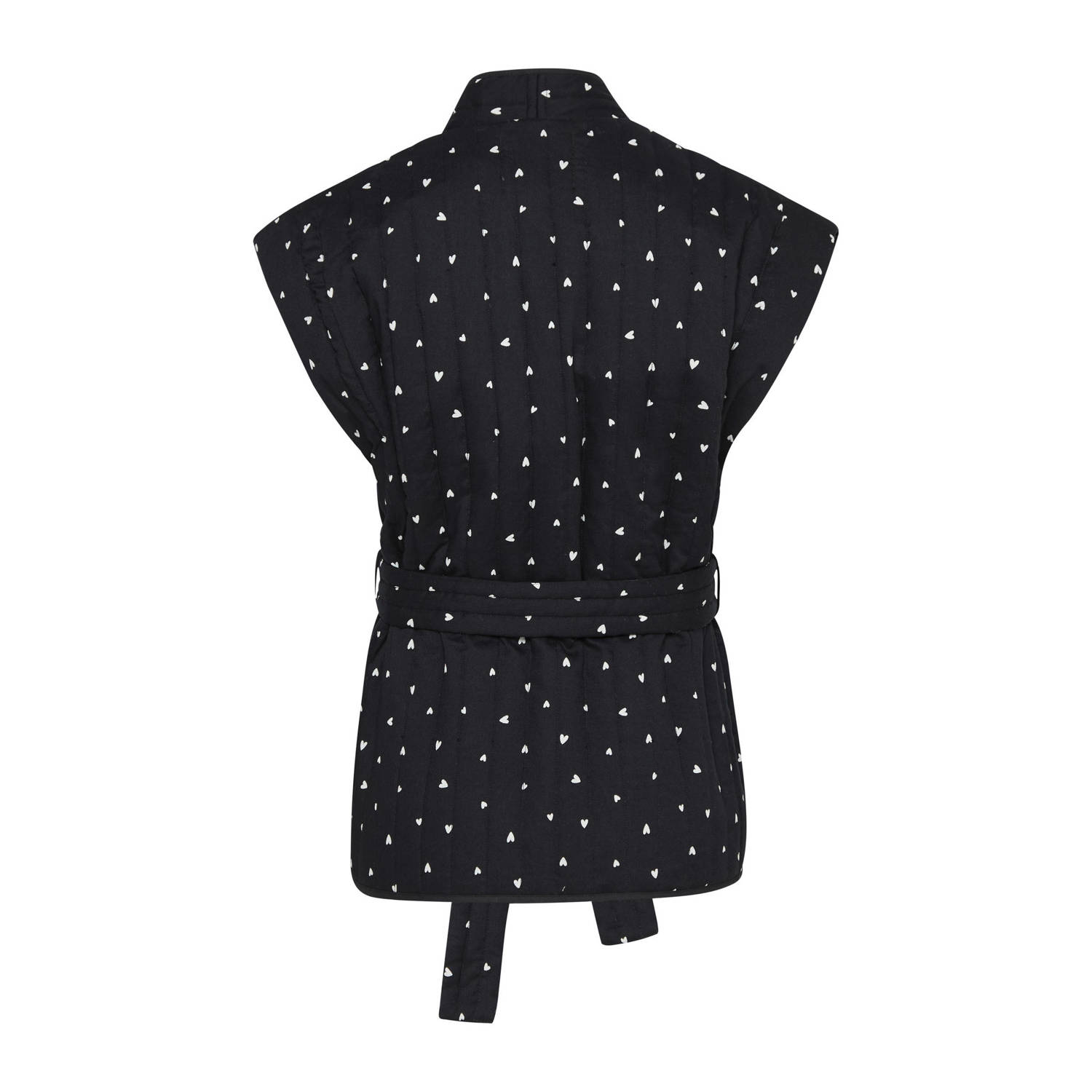 ICHI gilet IHLENARDA met hartjes zwart wit