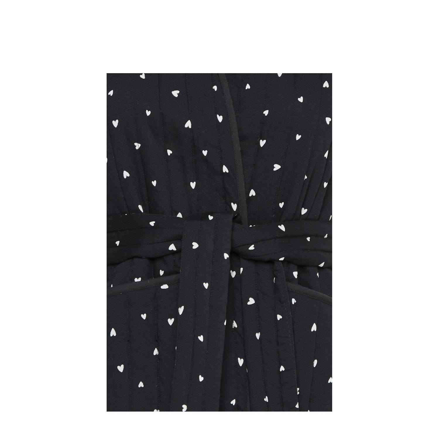 ICHI gilet IHLENARDA met hartjes zwart wit