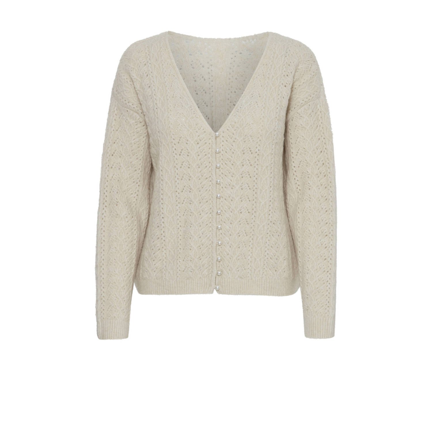 Ichi Gebreide Almond Milk Sweater White Dames