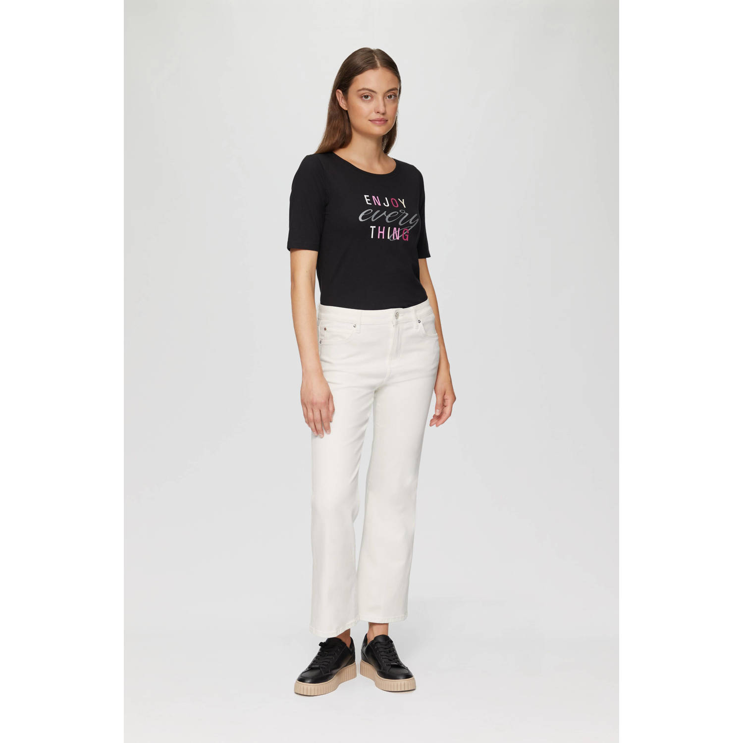S.Oliver cropped high waist slim fit jeans ecru