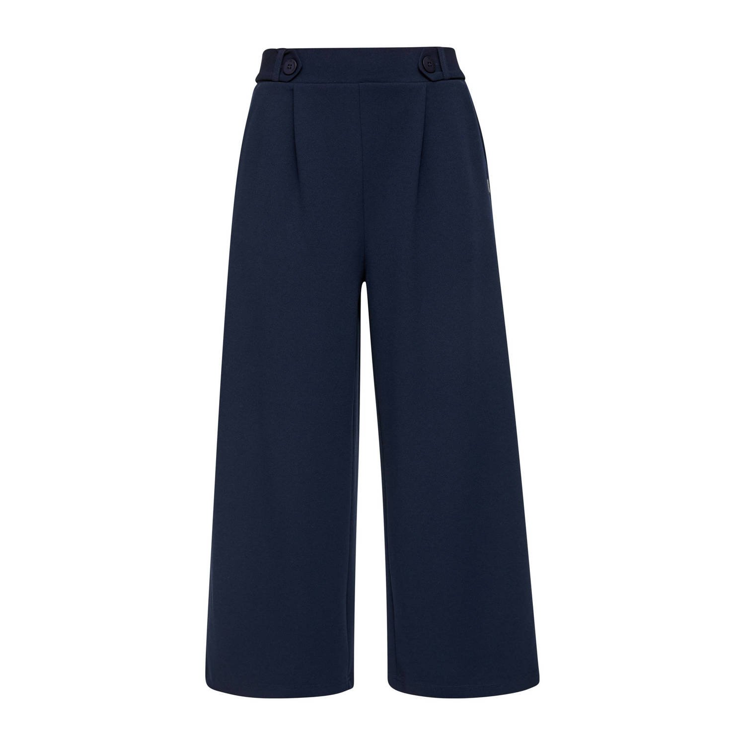 Q S by s.Oliver cropped wide leg pantalon donkerblauw