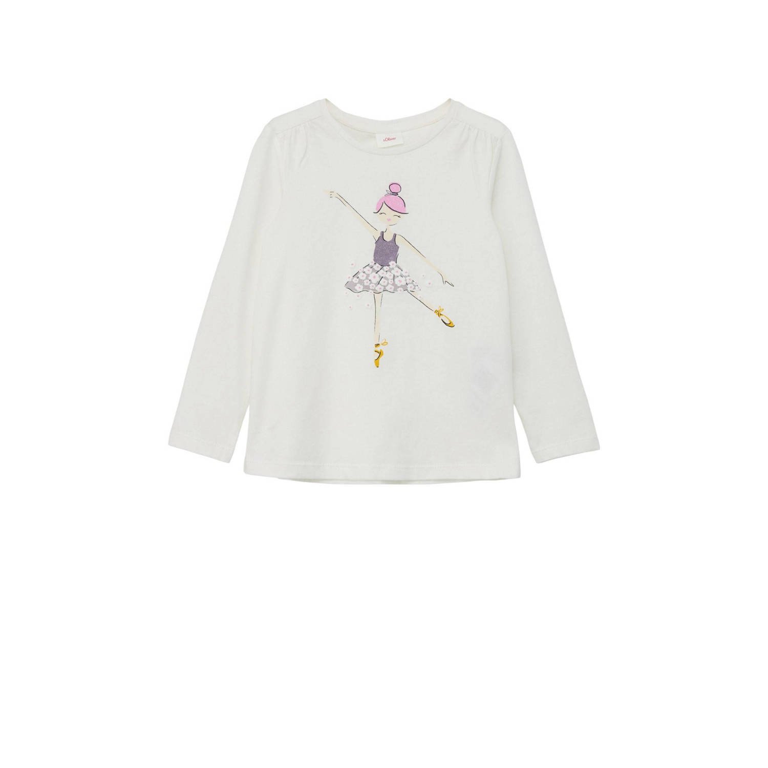 S.Oliver longsleeve met printopdruk wit Meisjes Katoen Ronde hals Printopdruk 128 134