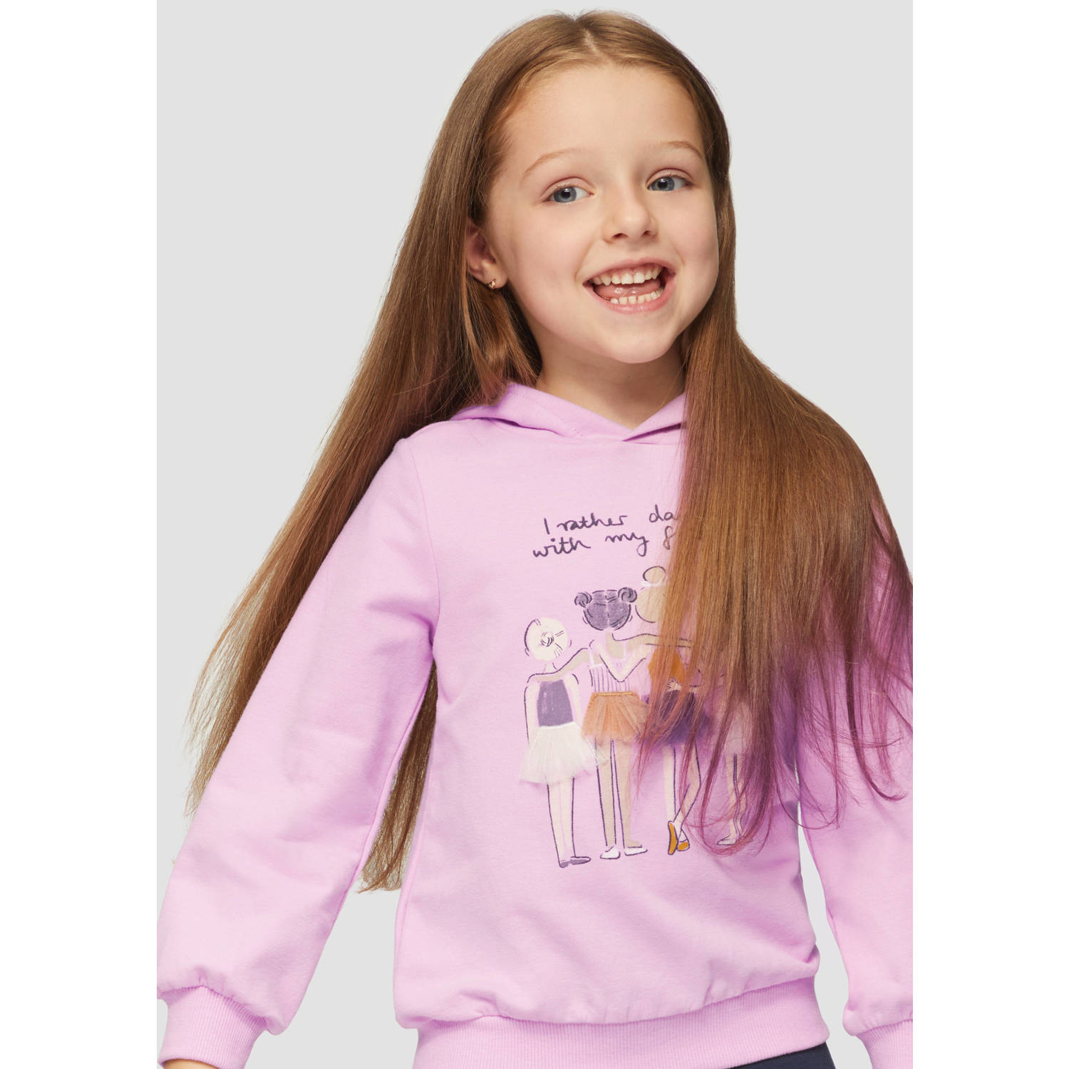 s.Oliver hoodie met printopdruk roze