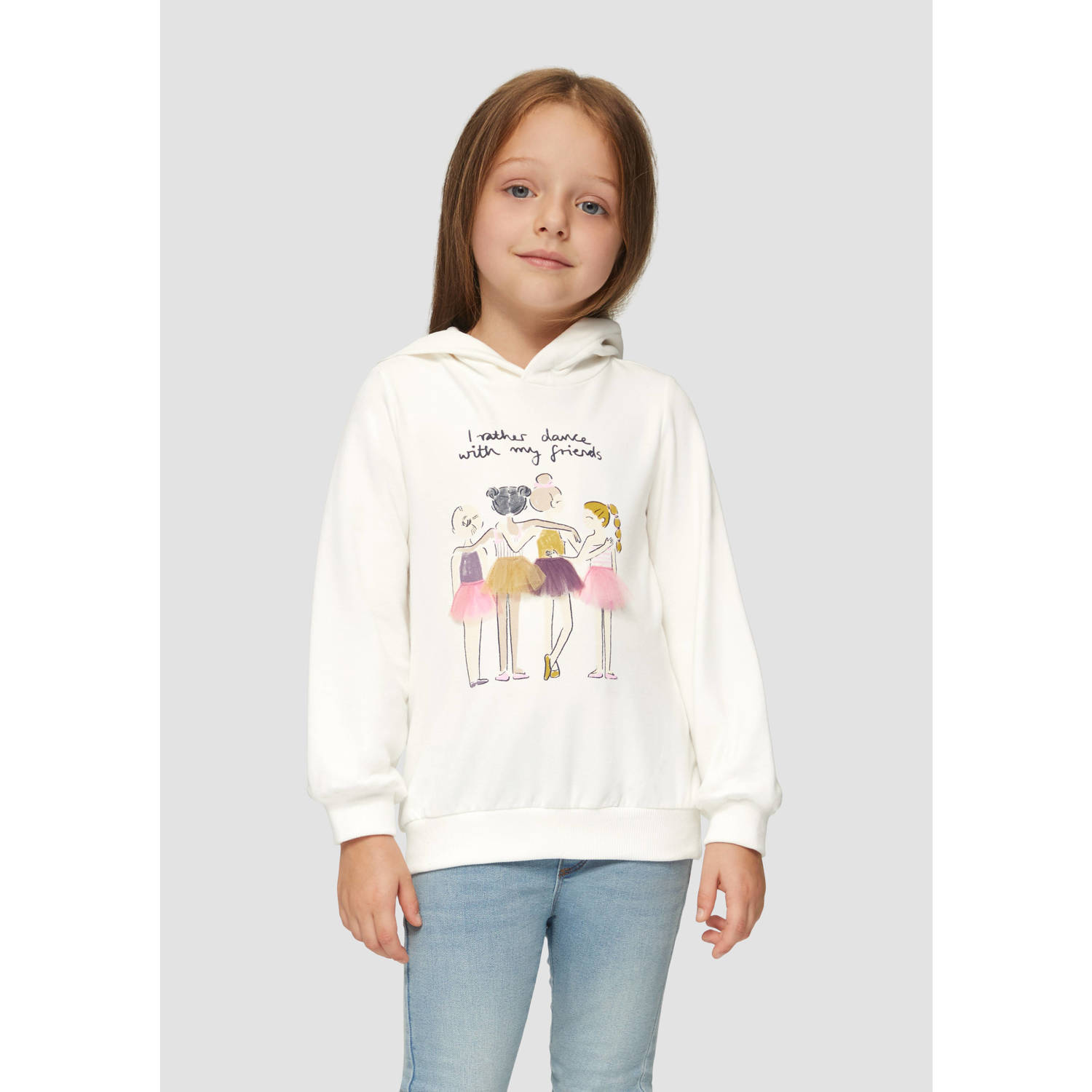 s.Oliver hoodie met printopdruk wit