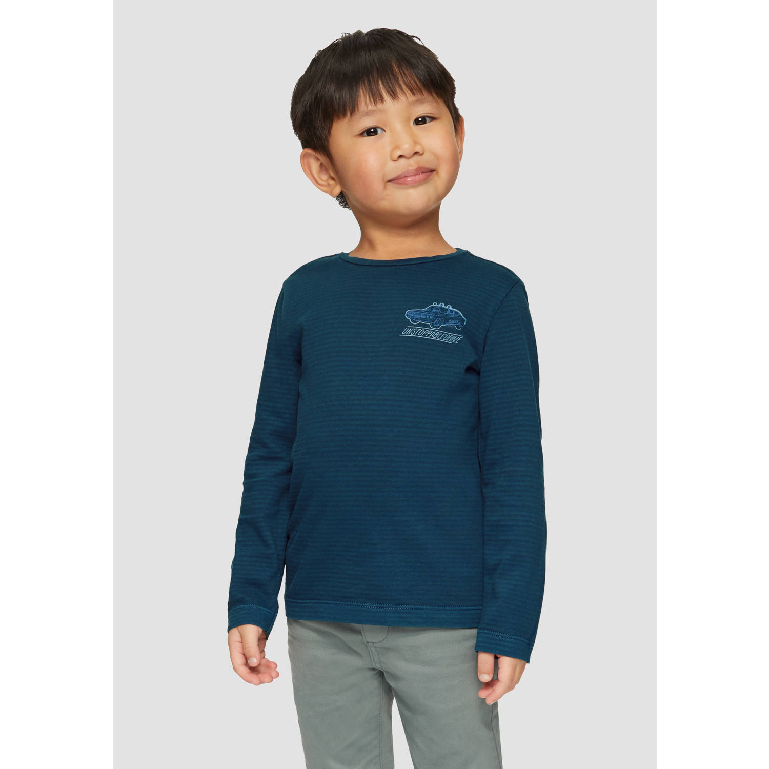 S.Oliver longsleeve donkerblauw Jongens Katoen Ronde hals Effen 128 134