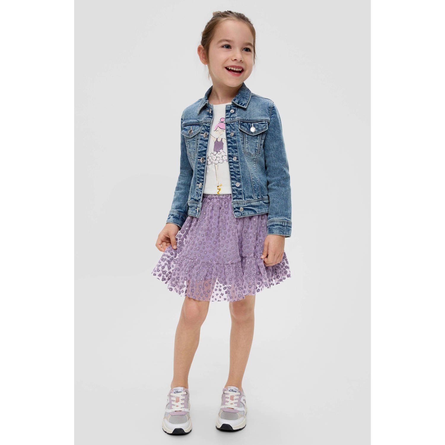 S.Oliver korte rok lila Paars Meisjes Polyester Bloemen 110