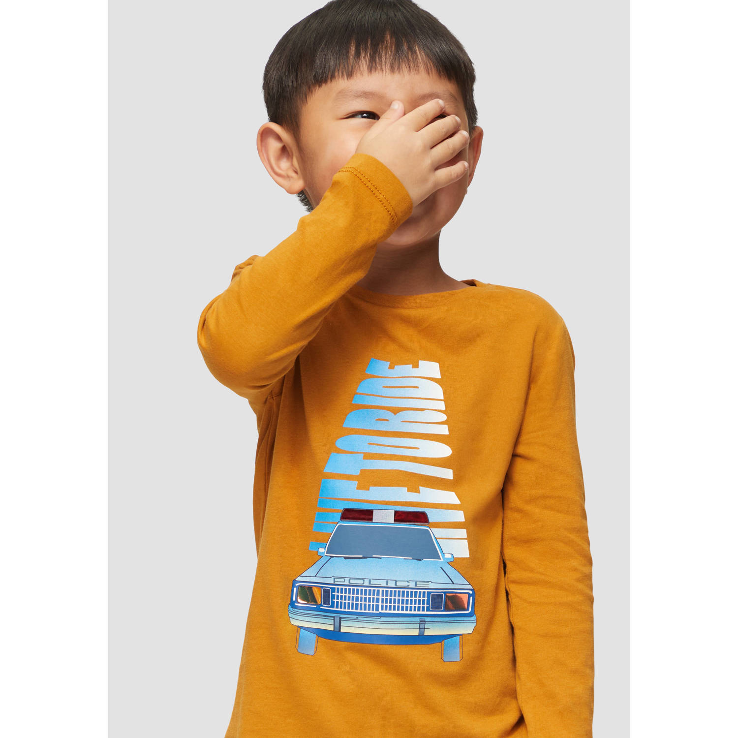 s.Oliver longsleeve met printopdruk camel