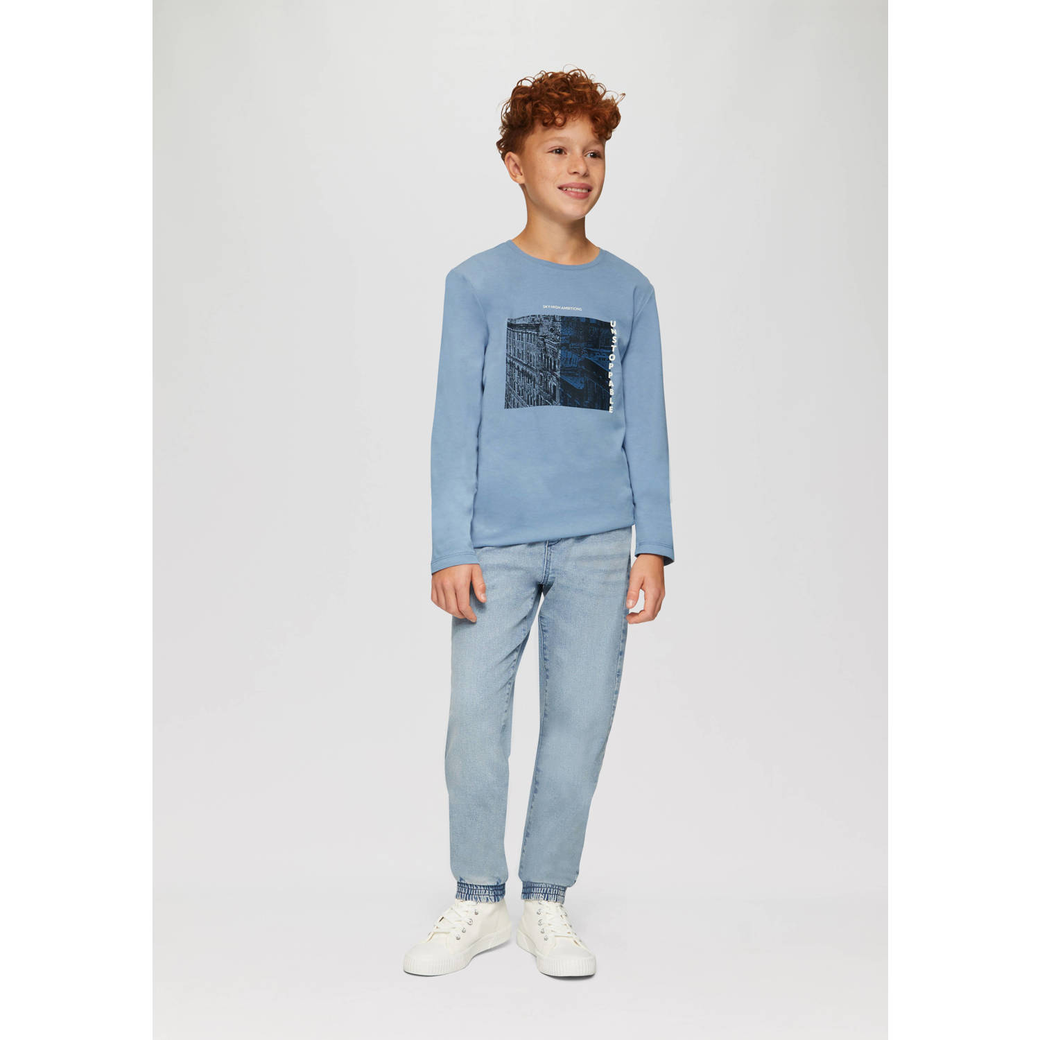 s.Oliver longsleeve met printopdruk blauw