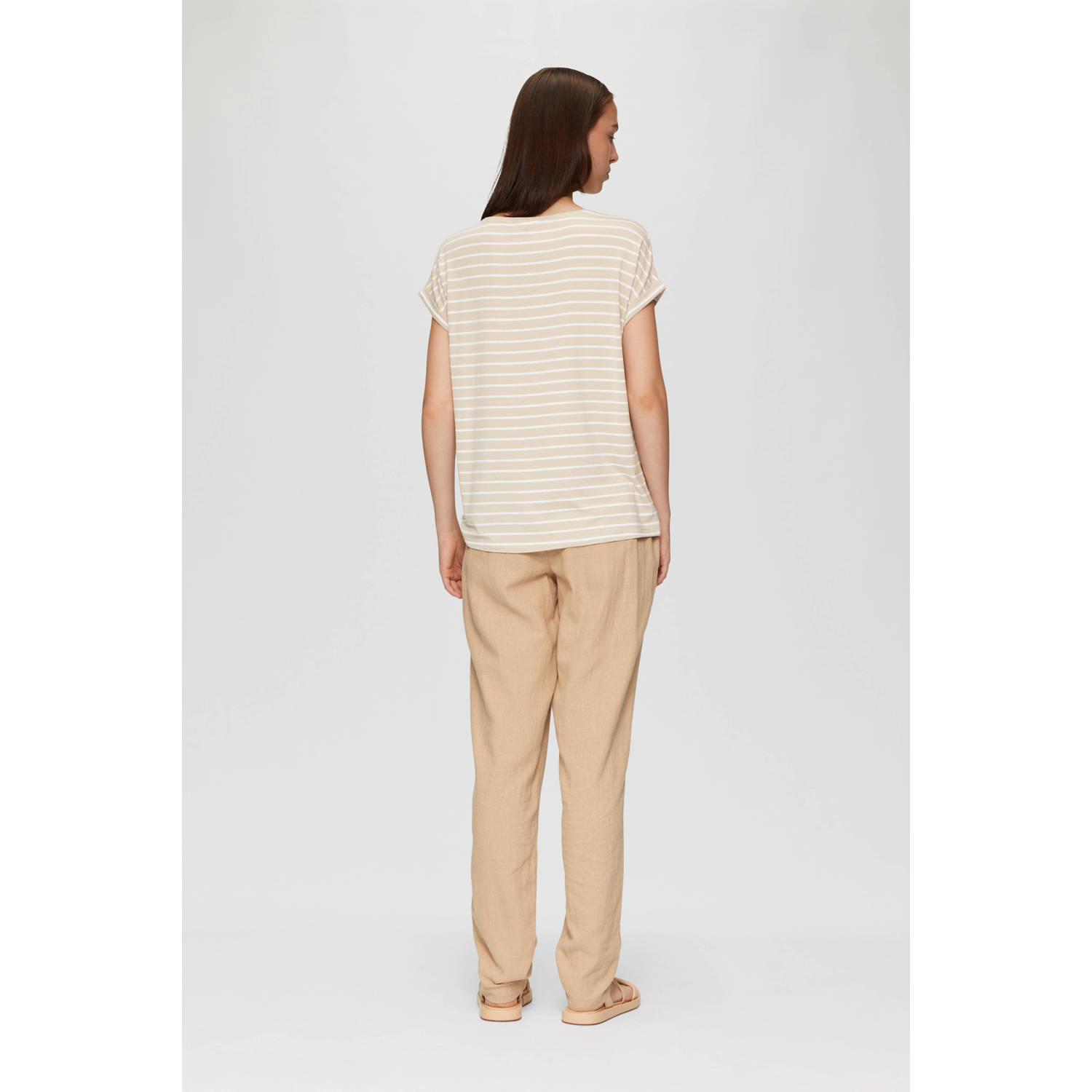 Q S by s.Oliver gestreept T-shirt beige ecru