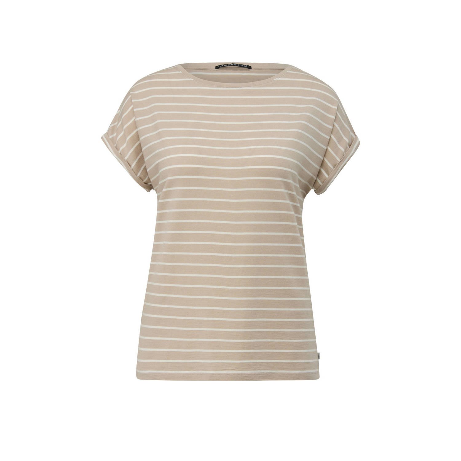 Q S by s.Oliver gestreept T-shirt beige ecru
