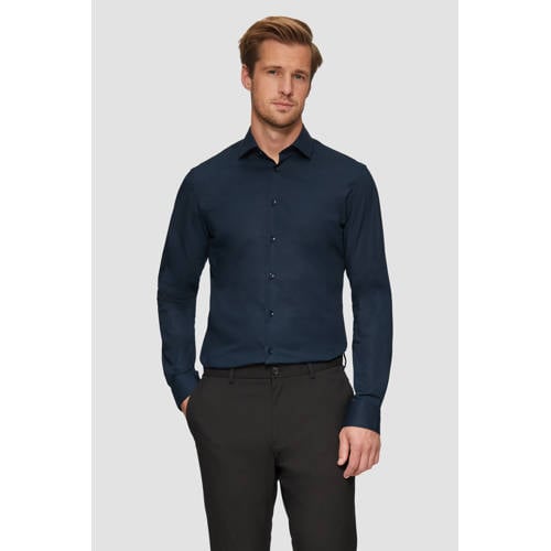 s.Oliver BLACK LABEL slim fit overhemd donkerblauw afbeelding