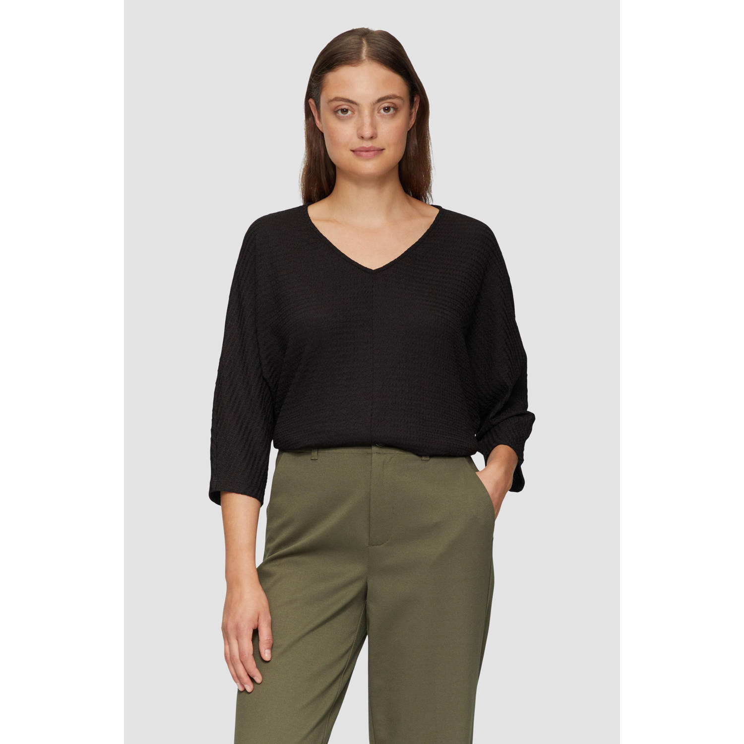 S.Oliver Shirt met 3 4 mouwen met structuur