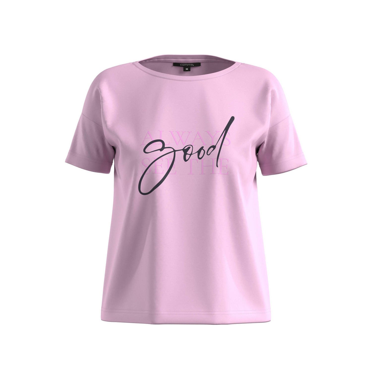 Comma T-shirt met tekst roze