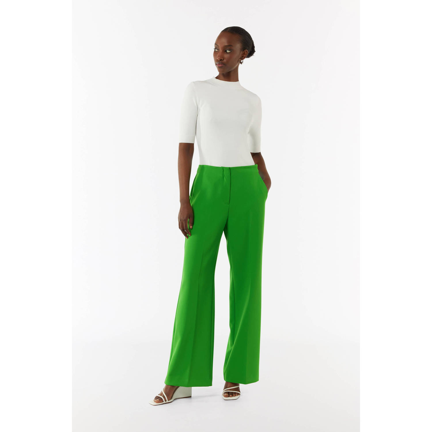 comma straight fit pantalon groen