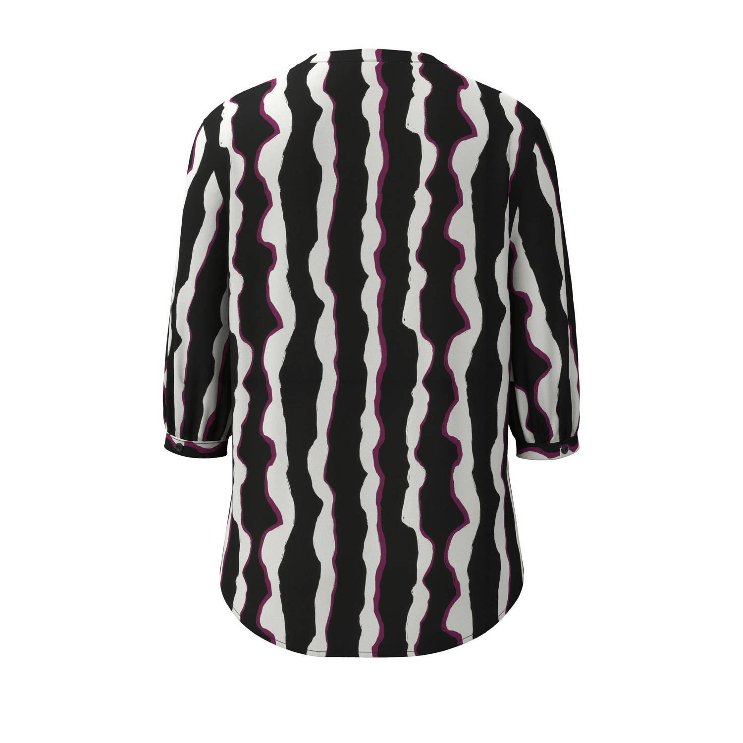 s.Oliver blousetop met all over print zwart ecru paars