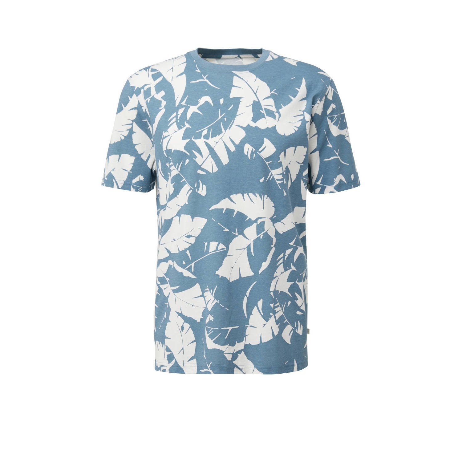 Q S by s.Oliver regular fit T-shirt met all over print lichtblauw