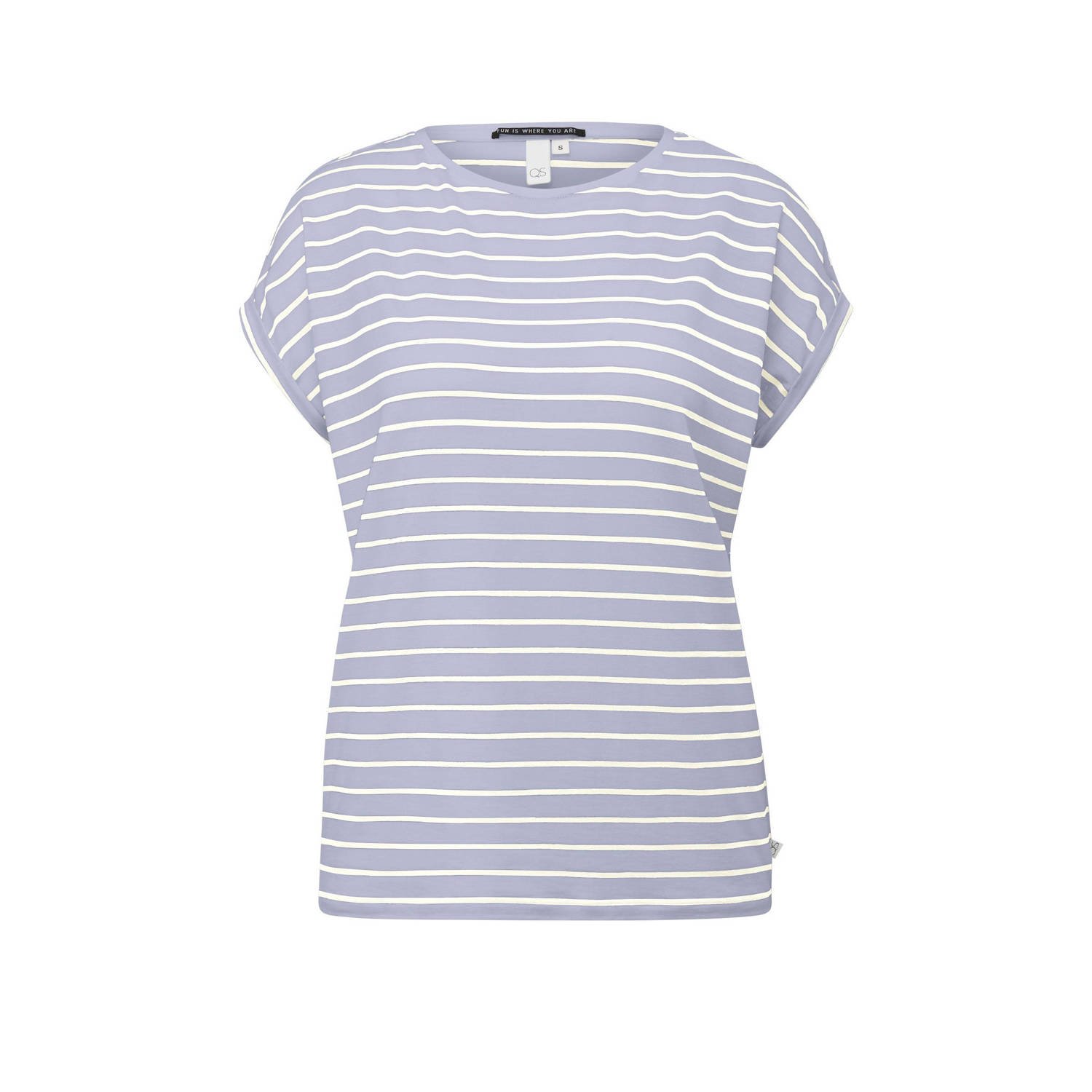 Q S by s.Oliver gestreept T-shirt grijsblauw wit