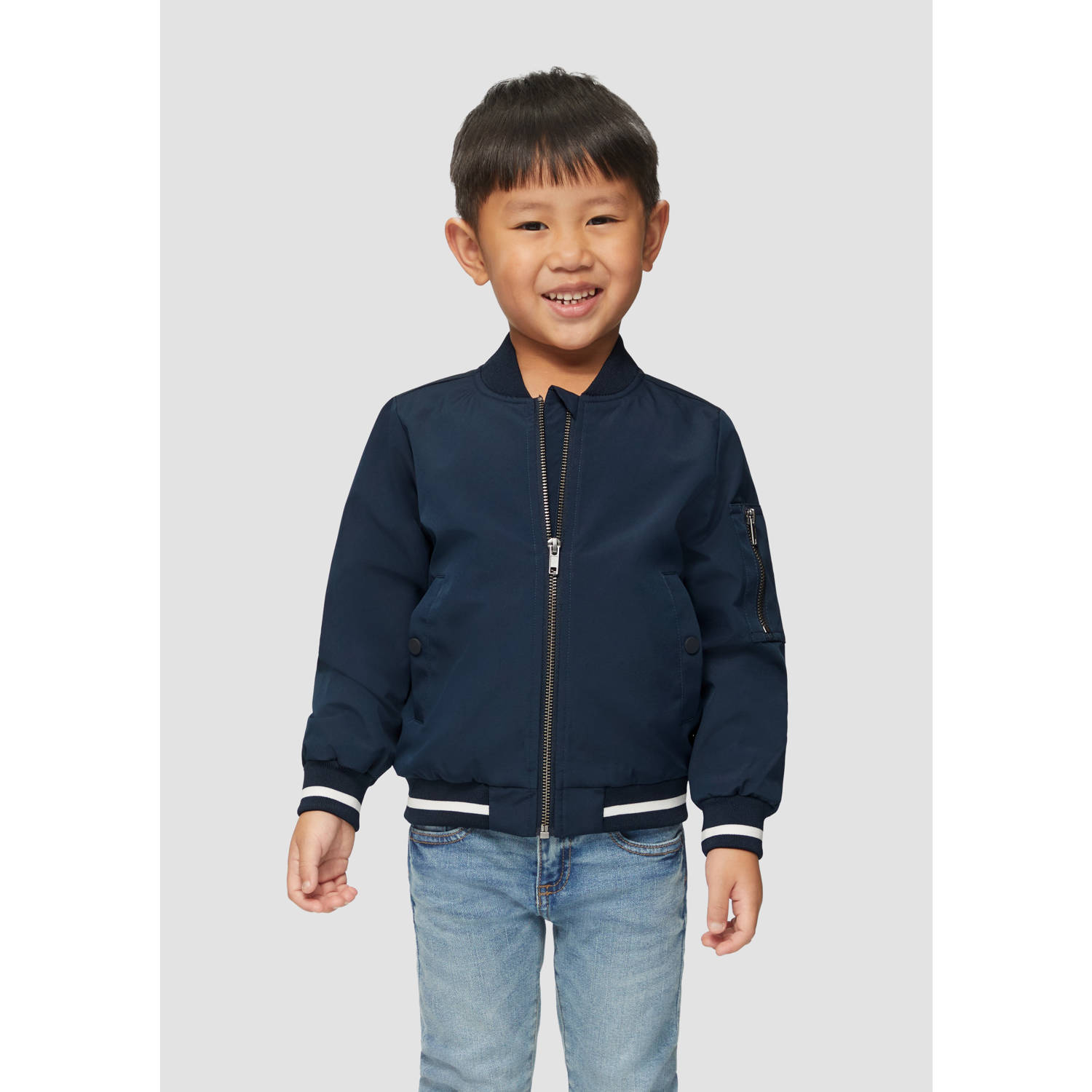 S.Oliver bomberjack zomer donkerblauw Jas Jongens Polyester Ronde hals 116