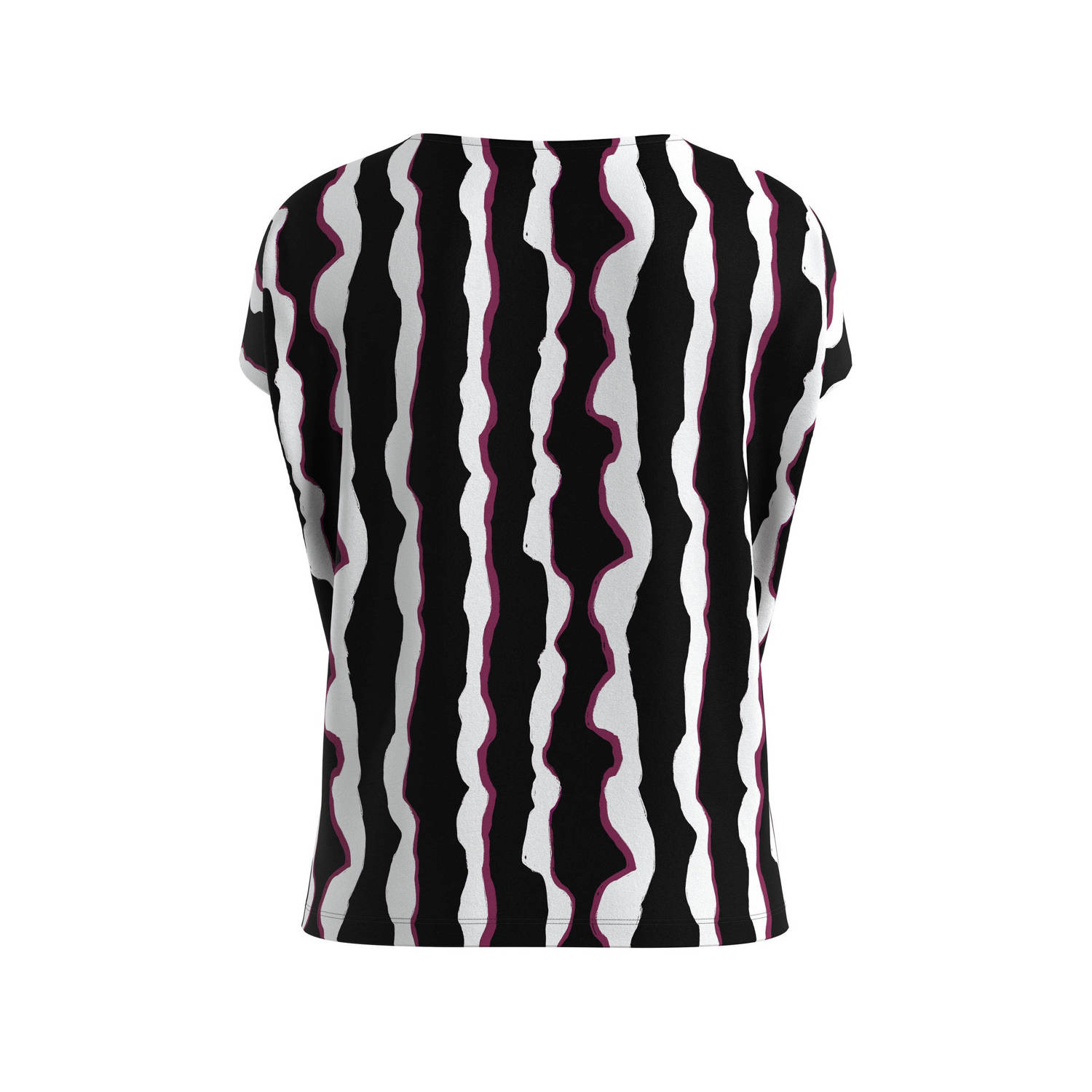 s.Oliver blousetop met all over print zwart ecru paars