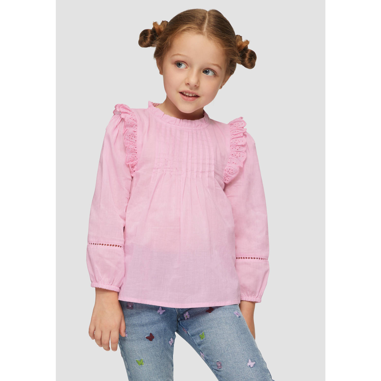 S.Oliver RED LABEL Relaxed fit blouse met broderie anglaise en ruches