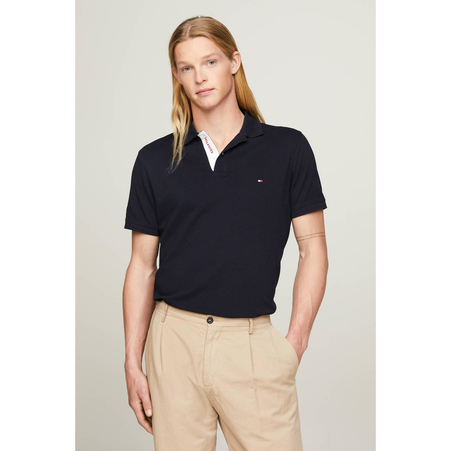 Tommy Hilfiger Heren Polo Shirt met Contrast Knoopsluiting Green Heren
