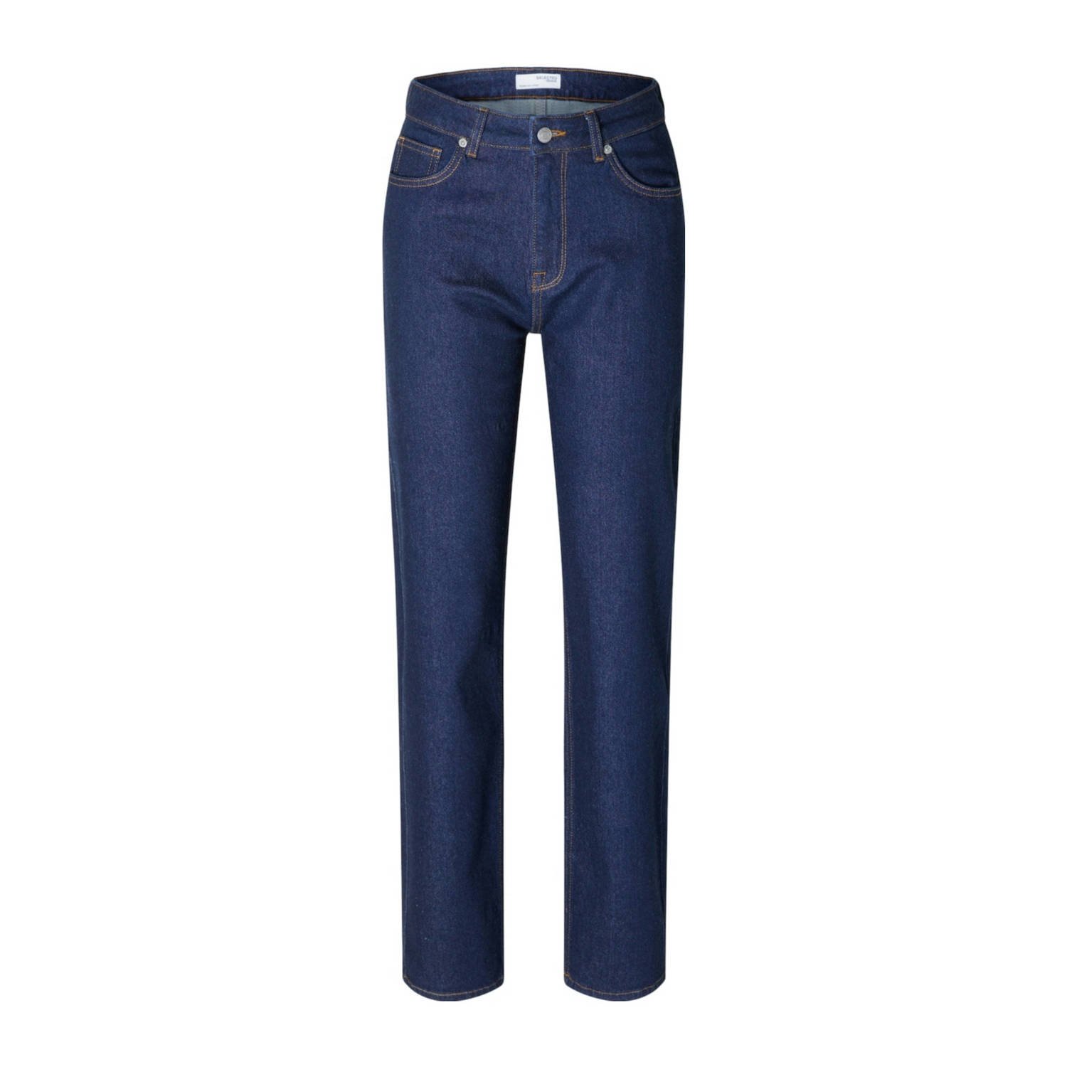 SELECTED FEMME high waist straight leg jeans dark blue denim