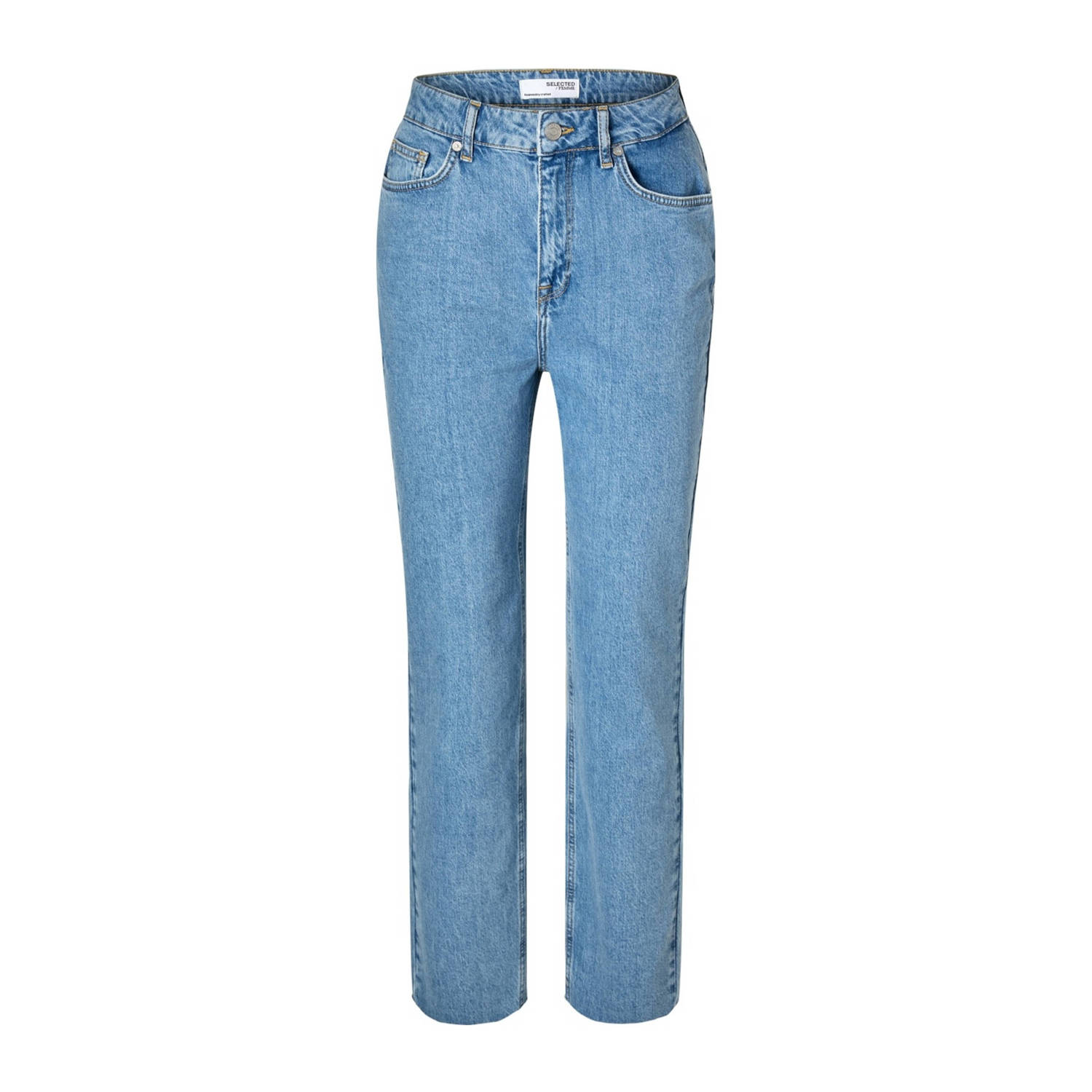 SELECTED FEMME high waist straight leg jeans light blue denim