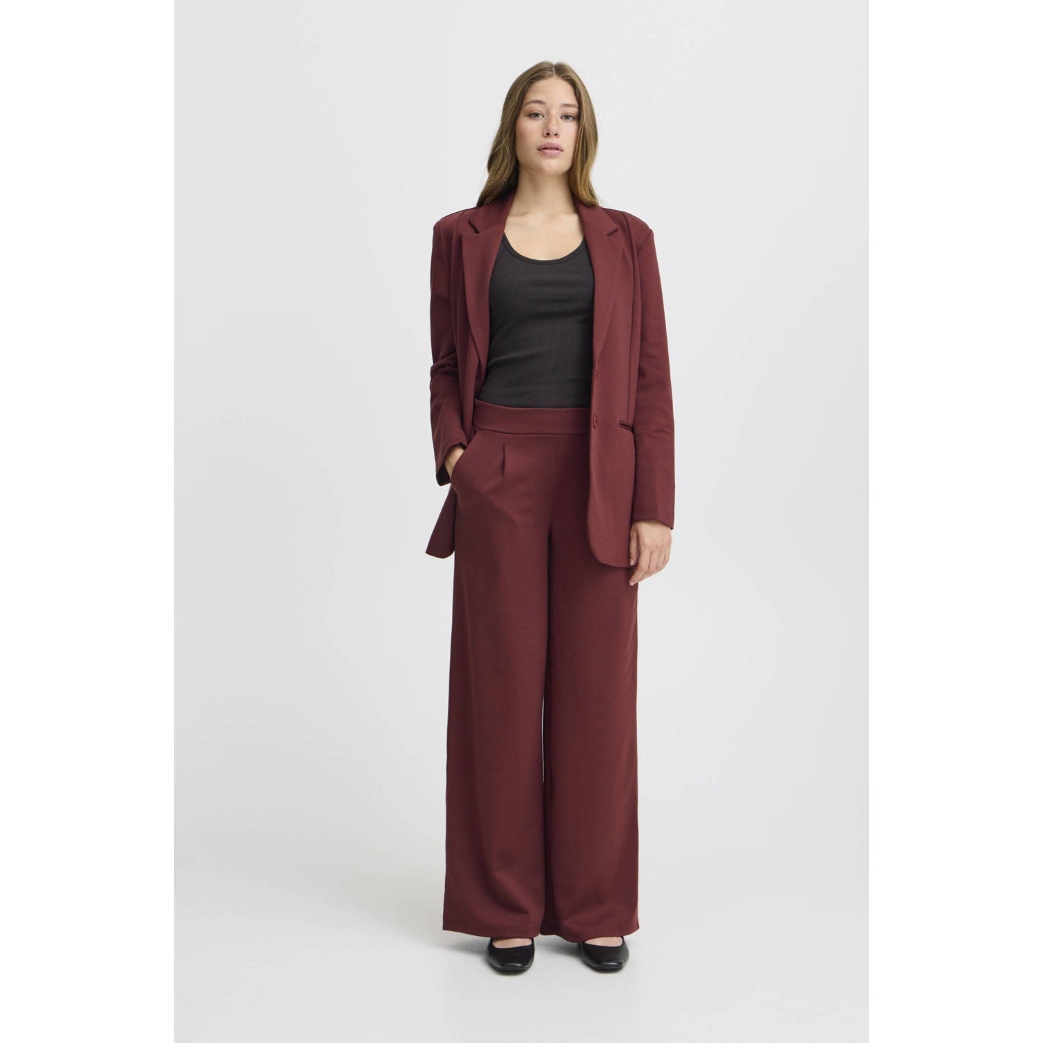 ICHI high waist wide leg pantalon IHKATE SUS LONG WIDE