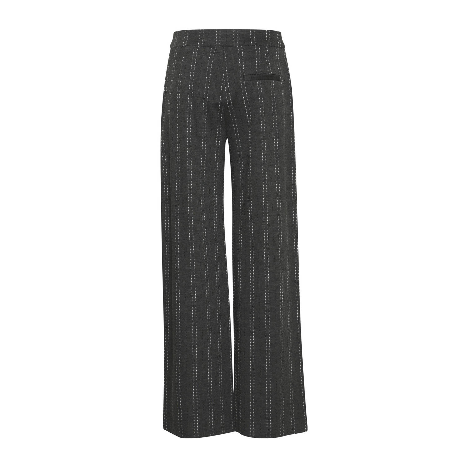 ICHI gestreepte high waist straight fit broek grijs melange