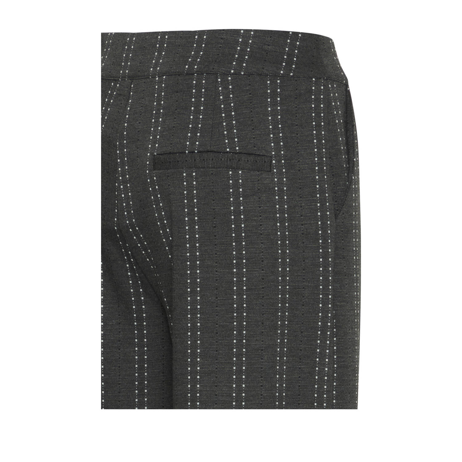 ICHI gestreepte high waist straight fit broek grijs melange