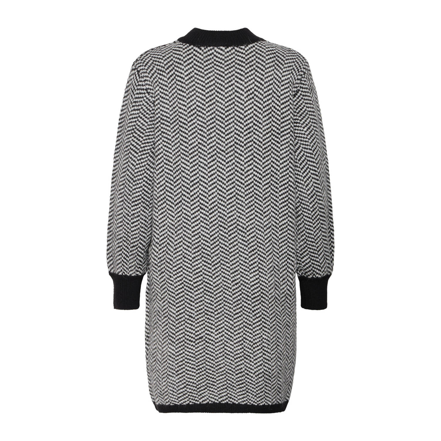 ICHI jurk IHKAMARA met all over print zwart wit