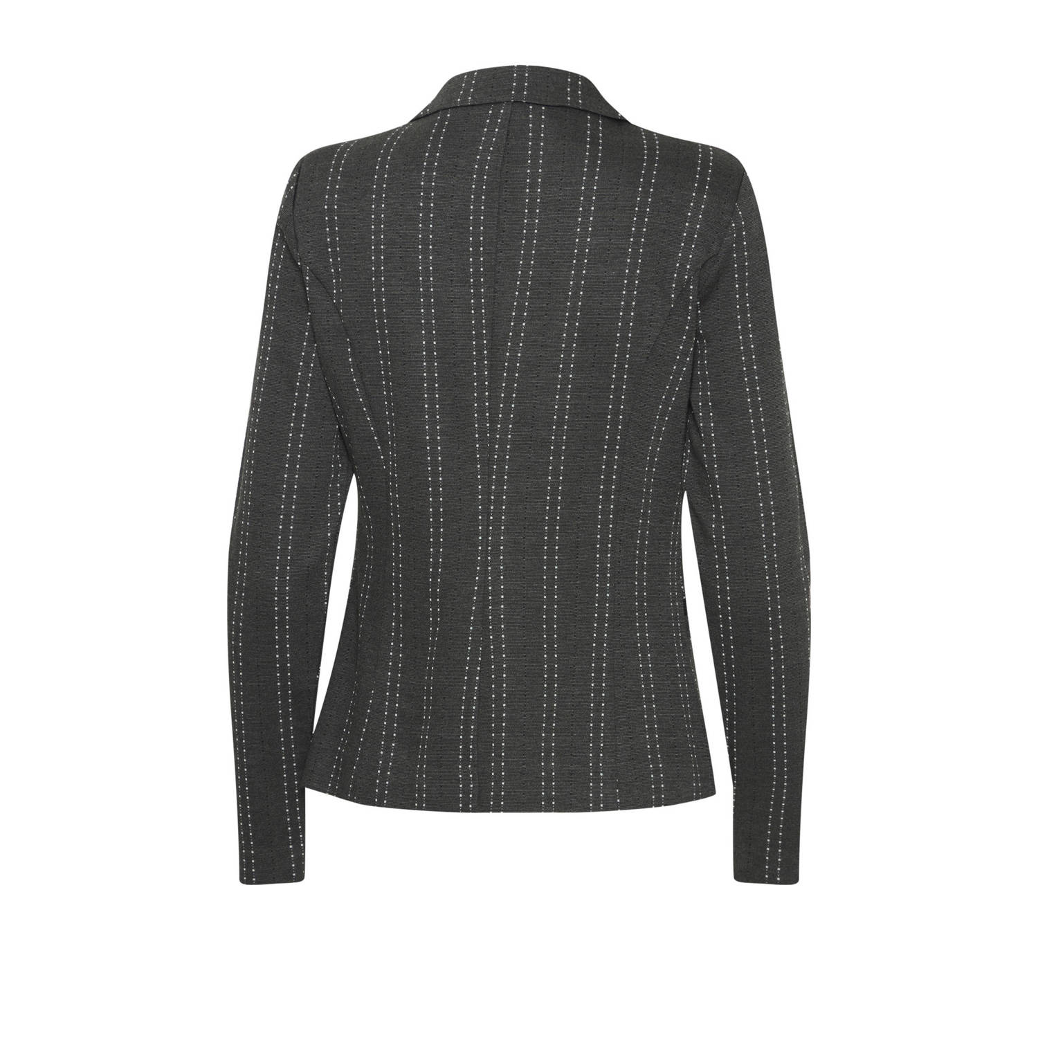 ICHI gestreepte rechtvallende blazer grijs melange