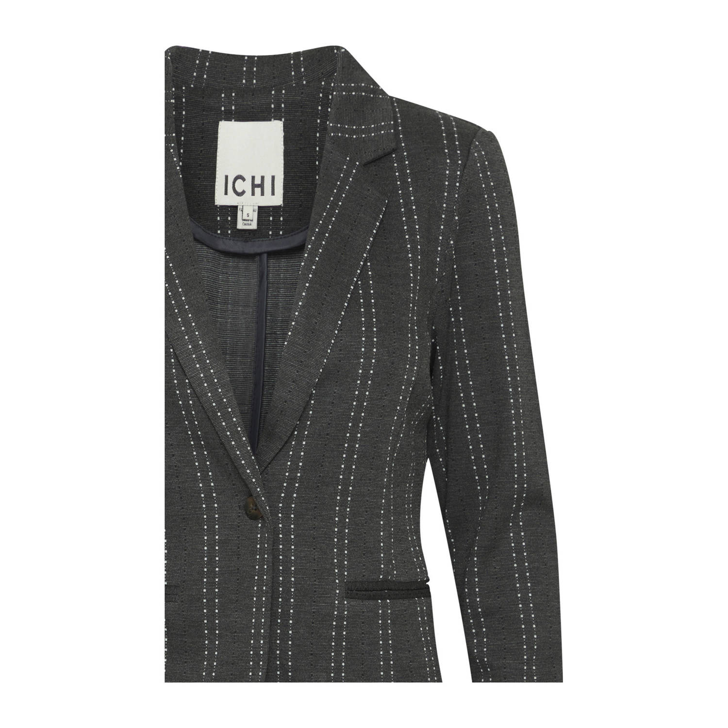 ICHI gestreepte rechtvallende blazer grijs melange