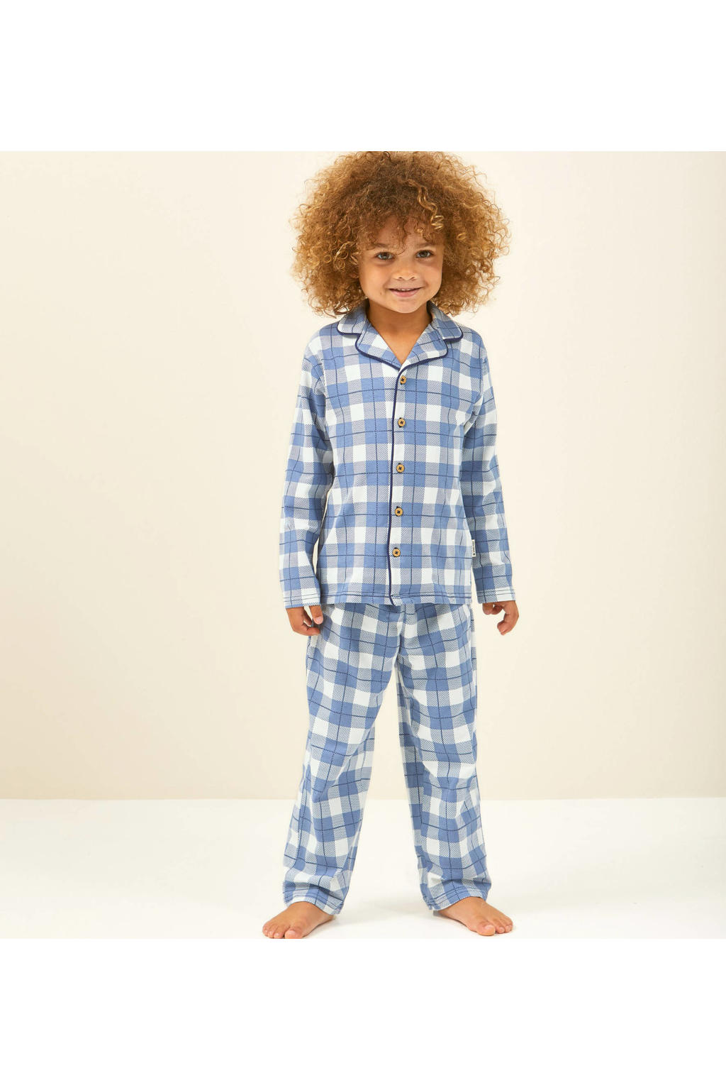 Pyjama Lable Little Label geruite pyjama blauw | wehkamp