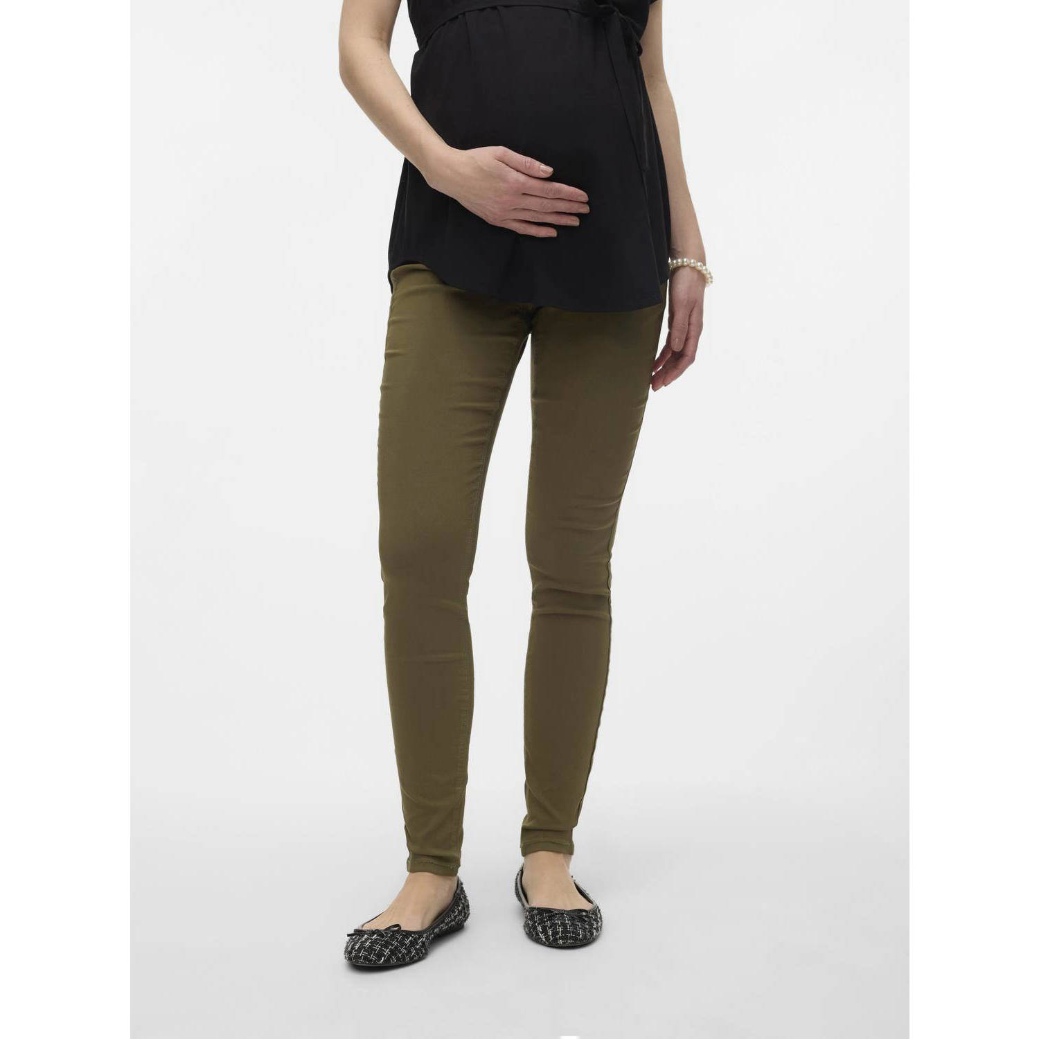VERO MODA MATERNITY skinny zwangerschapstregging VMMELVA groen