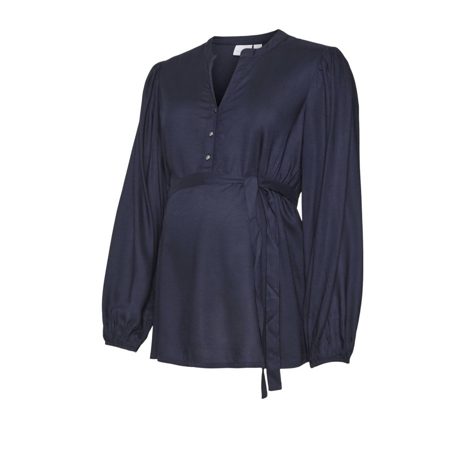 Mamalicious zwangerschapsblouse MLMERCY donkerblauw Dames Viscose V-hals XXL
