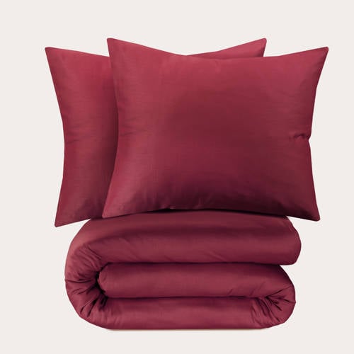 NOUS Living katoen satijnen dekbedovertrek lits-jumeaux rood (240x220 cm) - Rood