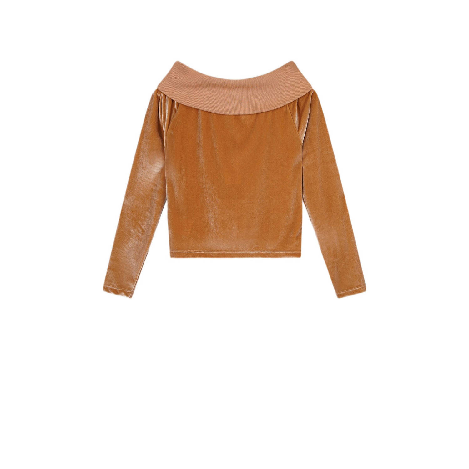 NoBell fluwelen off shoulder top Kelza rozezand