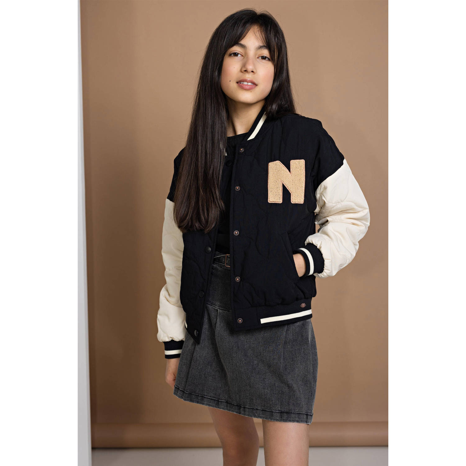 NoBell baseball jacket Darsy zwart ecru