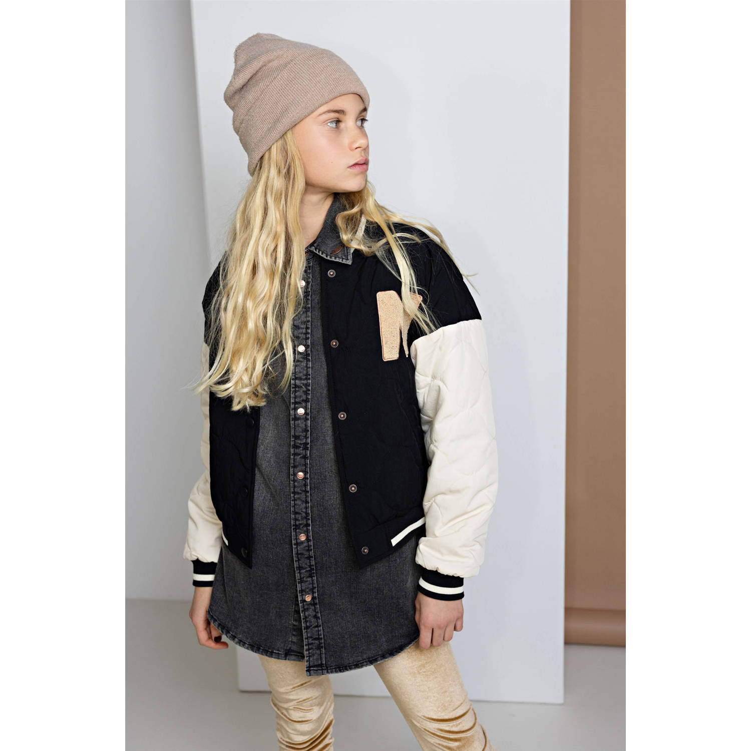 NoBell baseball jacket Darsy zwart ecru