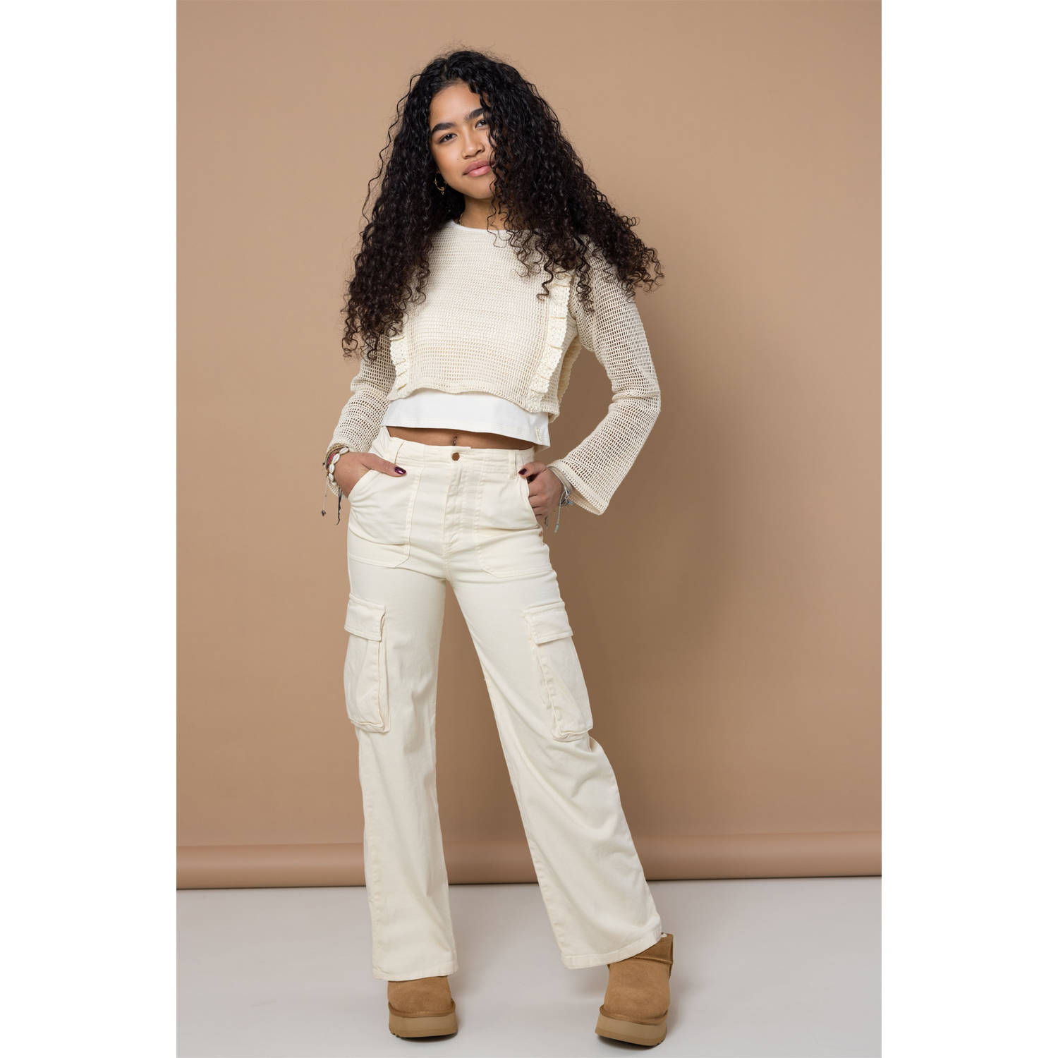 NoBell regular fit cargobroek Susy ivoor