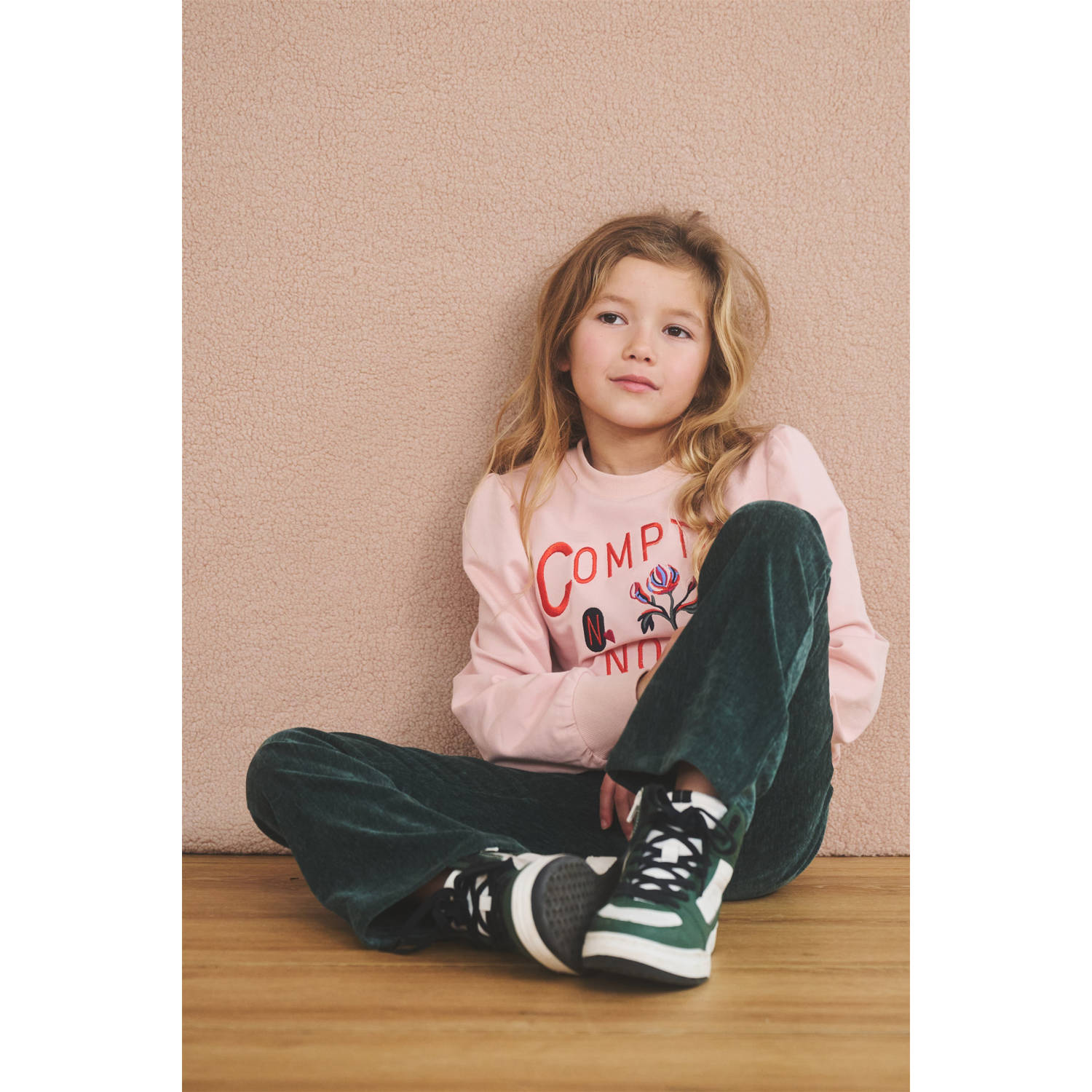 NONO sweater Kulet met printopdruk lichtroze